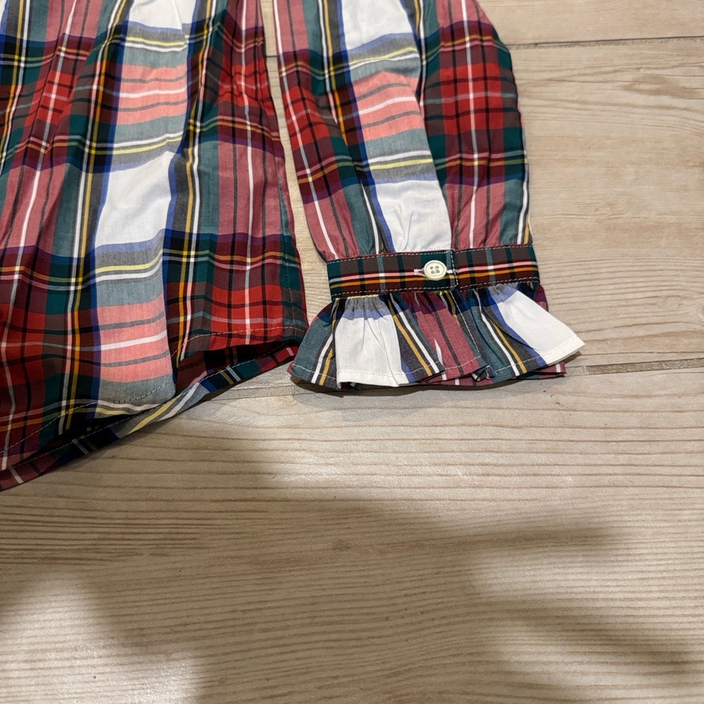 J Crew Ruffle neck classic-fit boy shirt in snowy Stewart tartan XXS - Picture 5 of 6